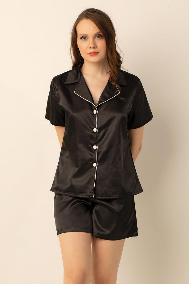 Saten Şortlu Pijama Takımı - 7