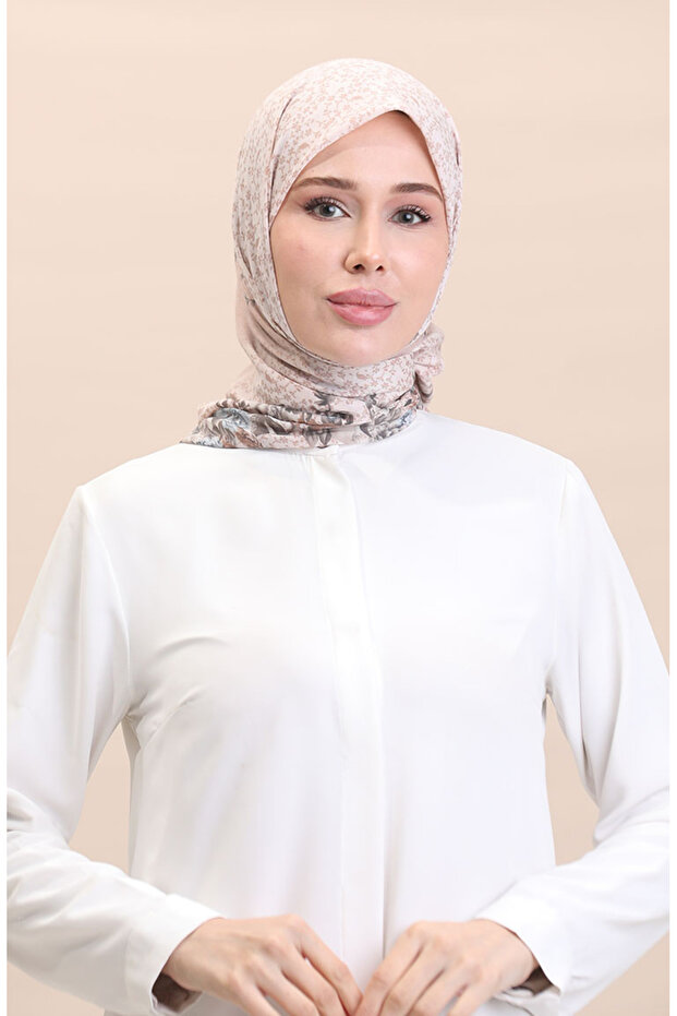 Flover-12 وشاح منقوش باللون البيج - 1