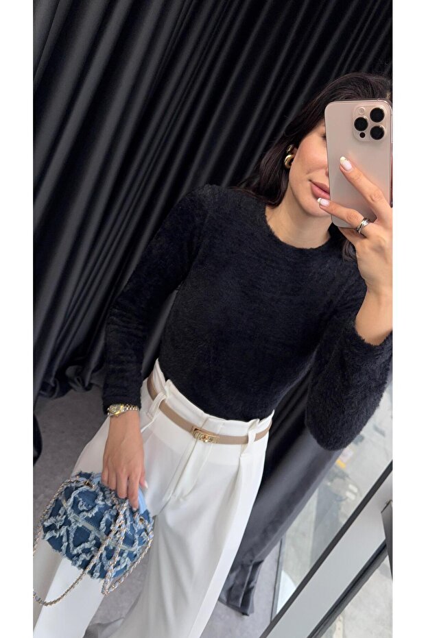 Navy Blue Bearded Basic Knitwear - 3