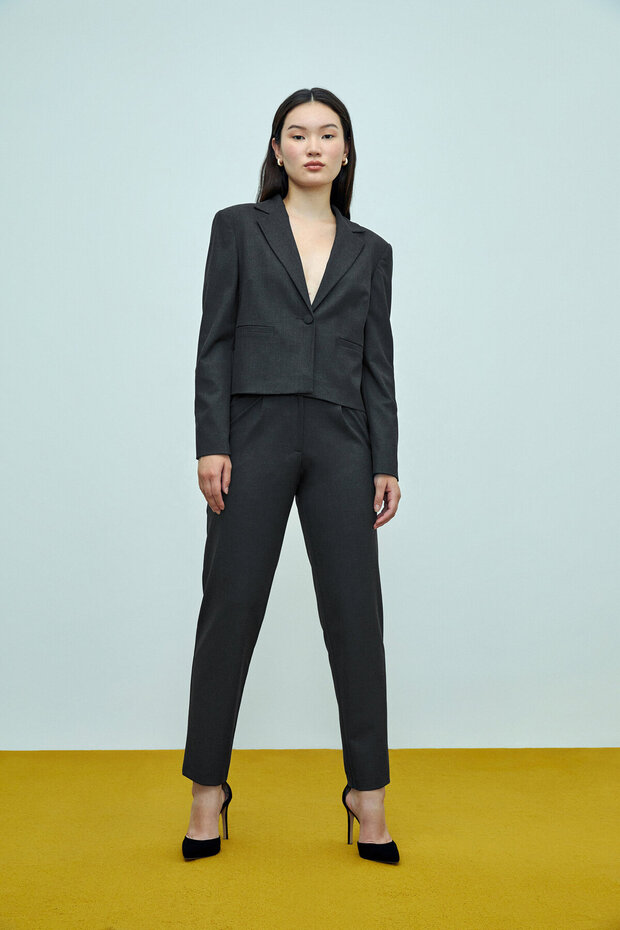 Antrasit Crop Ceket - 2