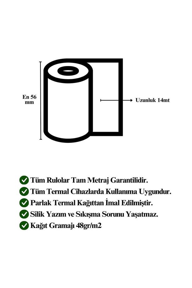 Pos Rulosu Kağıdı 56x14 (Tam Metre ) Termal Rulo 10 ADET - 4