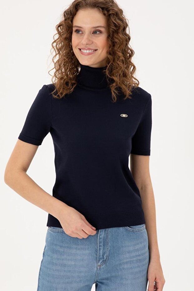 Short Sleeve Turtleneck Knitwear Women's Sweater