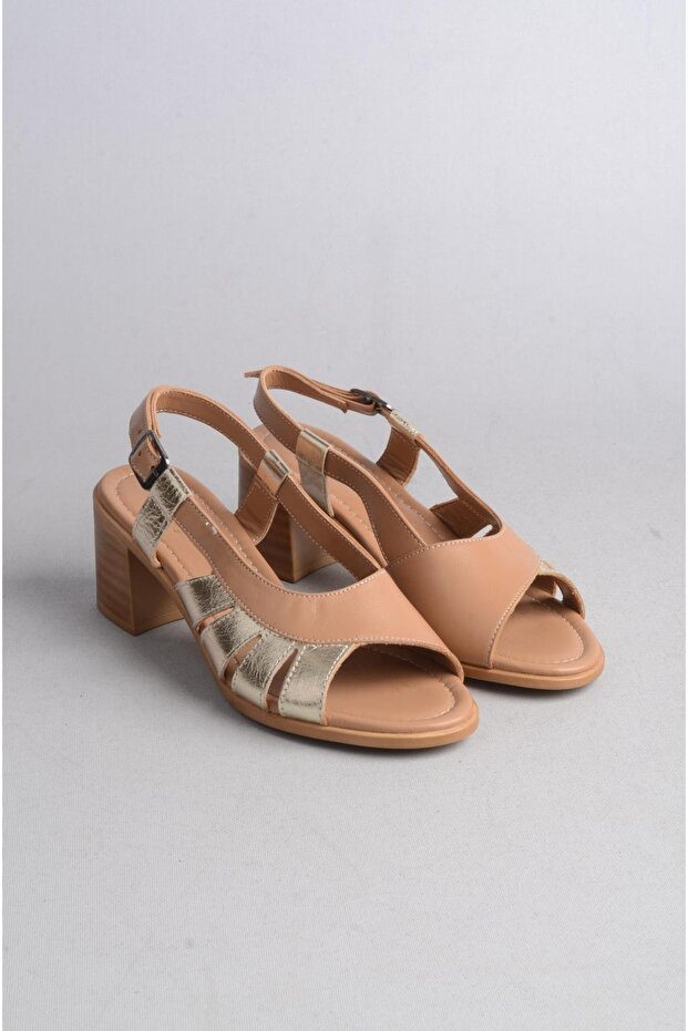 Genuine Leather Heel Sandals - Select 911 Mink, 6cm Heel Height