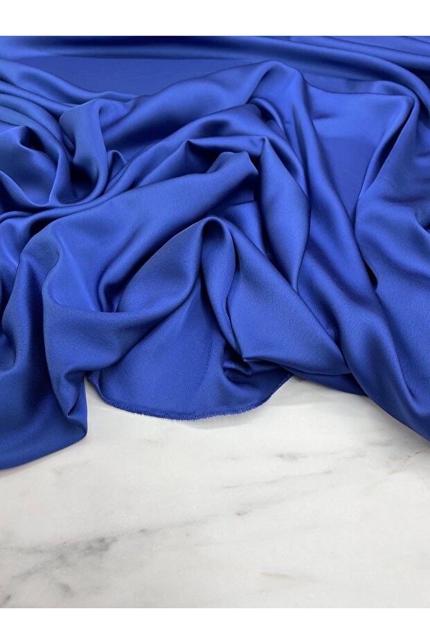 Blue Plain Dressmaking Silk Satin Fabric Our Product Is Sold by Pieces 1 Piece 1 Meter
