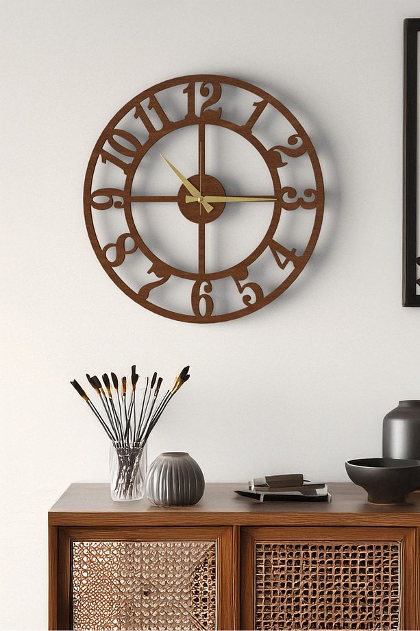 Dekoratif Yeni Modern Alhena Ahşap Duvar Saati 48cm - 6