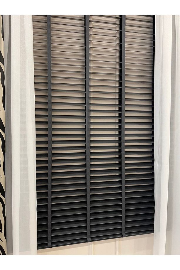 Antrasit Gri %100 Orijinal Ahşap Jaluzi Perde 50 Mm Ofis Modern Ve Tüm Mekanlar Için - 5