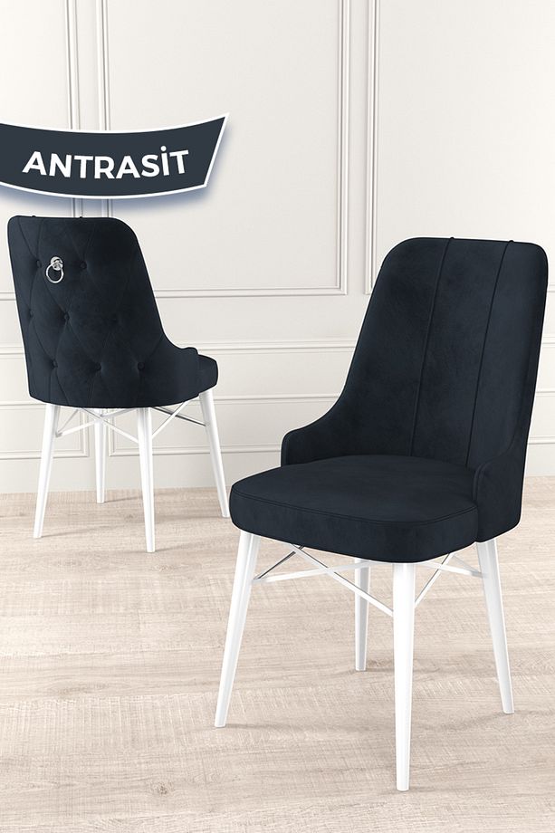 Are Serisi 80x132 Mdf Açılabilir Benchli Beyaz Mutfak Masa Takımı 4 Antrasit Sandalye 1 Bench - 5