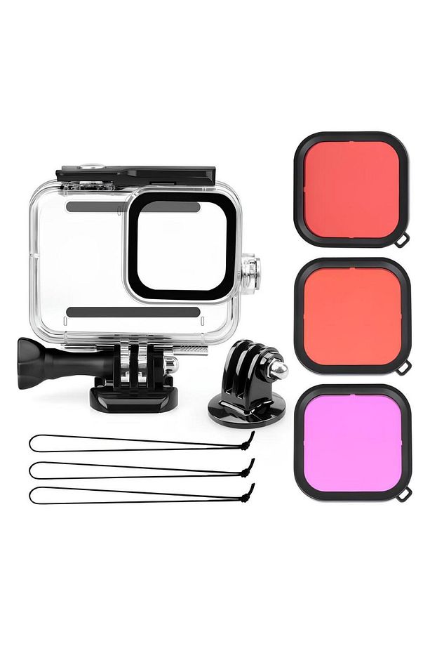 Gopro Hero 12 11 10 9 Için 60m Sualtı Su Geçirmez Kılıf Muhafaza Housing Ve Lens Filtresi - 1