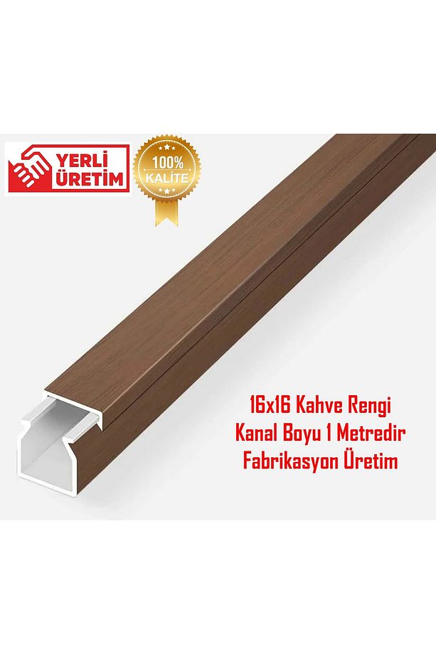 Extra Kendinden Yapışkanlı Koyu Kahve Damarlı Kablo Kanalı 16x16 1 Metre - 1