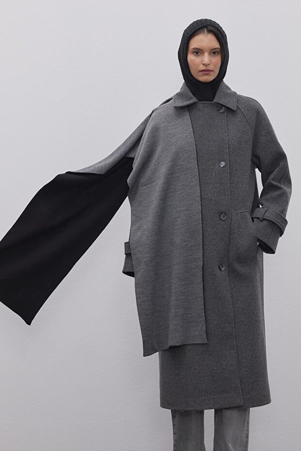 Çift Yönlü Atkı Gri- Siyah - 5