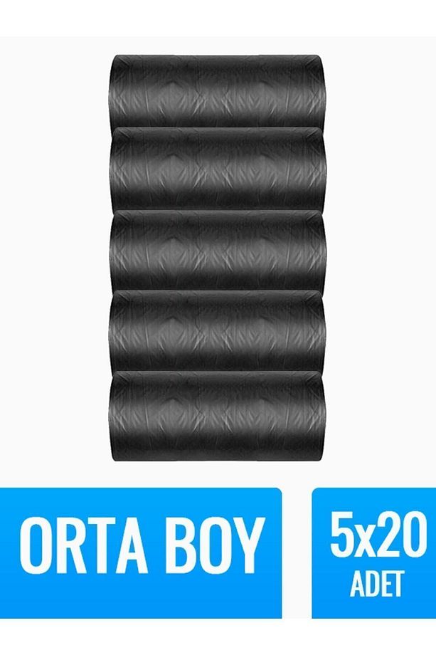 Çöp Torbası Orta Boy 20’li 5 Rulo Kalın 55x60 Çöp Poşeti - 3