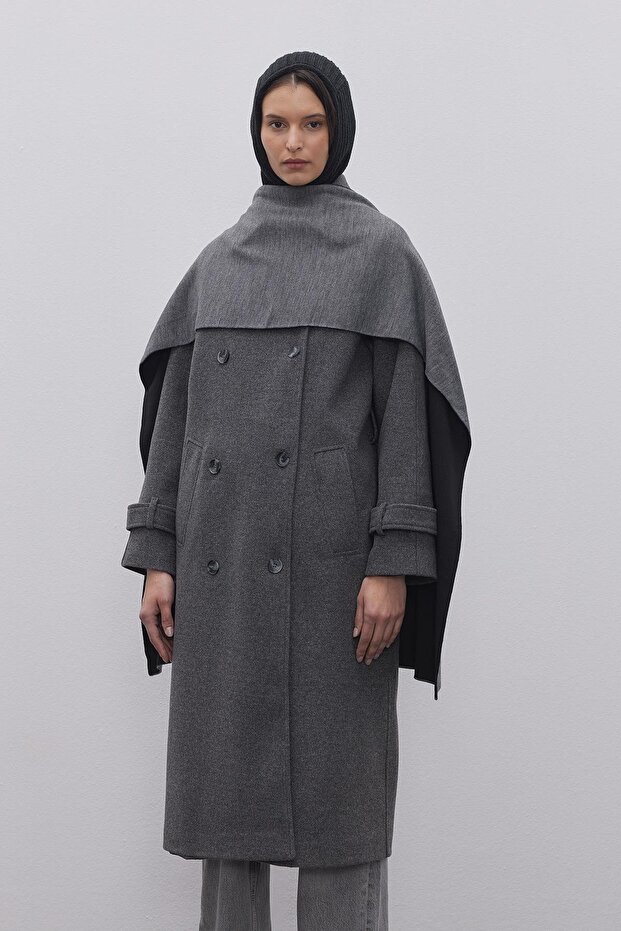 Çift Yönlü Atkı Gri- Siyah - 4