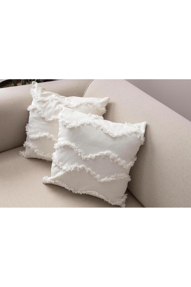 Püskül Dalgalı Kırlent Kılıfı 2'li - 4