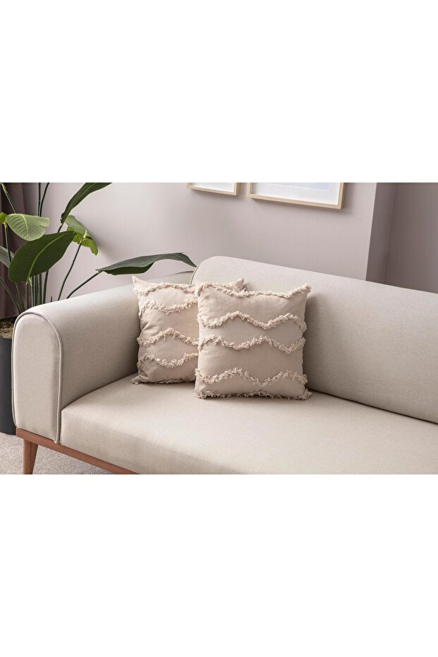 Püskül Dalgalı Kırlent Kılıfı 2'li - 4