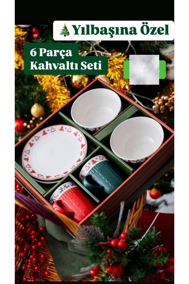 6 PARÇA KAHVALTI SETİ KUPA KASE VE TATLI TABAĞI - 1