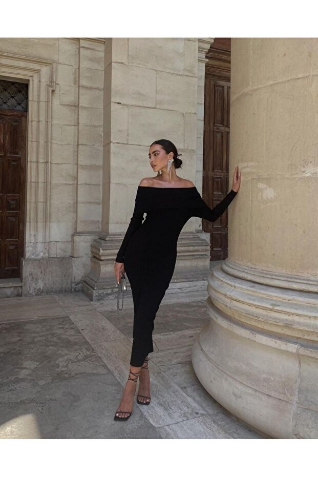 Rochie lungă elegantă cu guler Madonna - 2