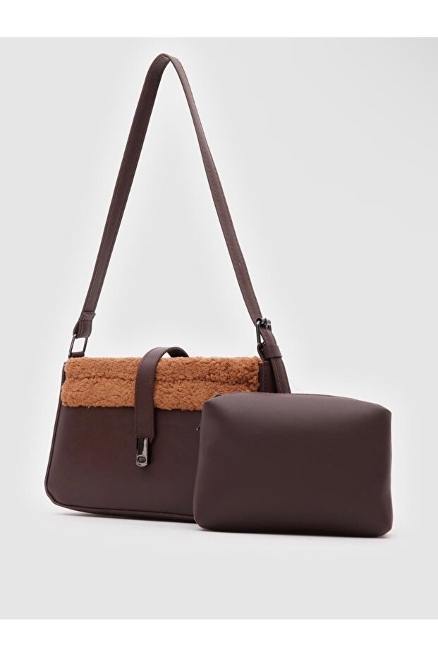 Makyaj çantalı çapraz baget çanta - 1