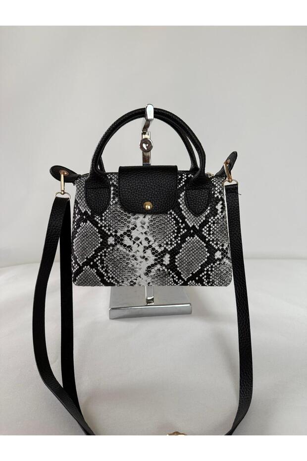 Women's Mini Crocodile Zipper and Snap Closure Hand and Shoulder Bag