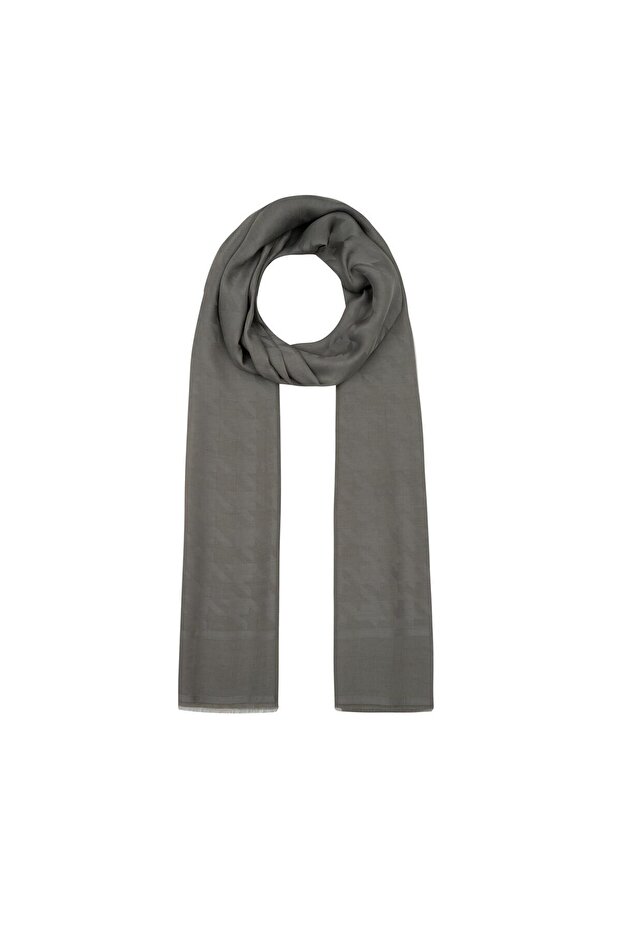 Houndstooth Monogram Shawl - Smoke - 1