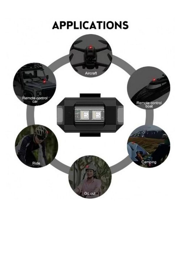 7 Renkli USB Şarjlı | Bisiklet Motorsiklet Drone Çakar Lambası | Çarpışma Önleyici Sinyal - 4