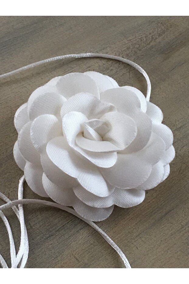 Kolye/choker Kolye/bağcıklı Saten Gül Kolye (EKRU) - 5