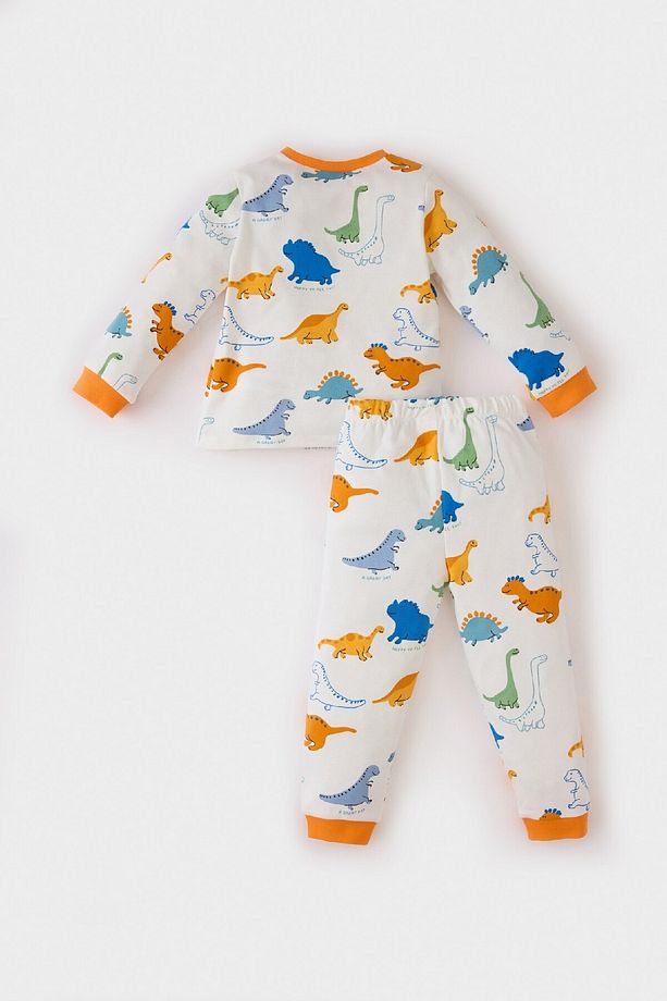 Erkek Bebek Pijama Takımı Dinazor Baskılı Uzun Kollu Üst Beli Lastikli Uzun Alt D7155A524WN - 4