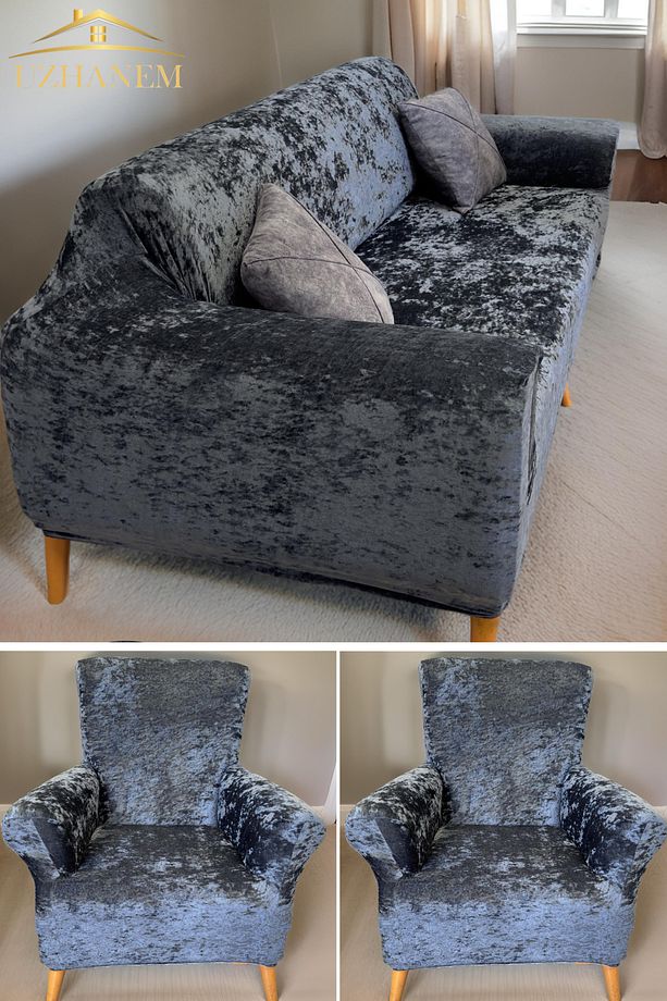 Koltuk Örtüsü Kadife Koltuk Kılıfı Takımı 3.3.1.1 Sofa Cover - 1