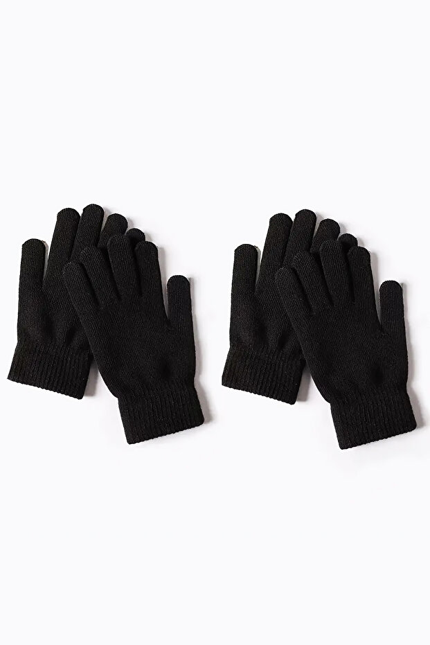 Erkek Triko Eldiven Siyah - 7