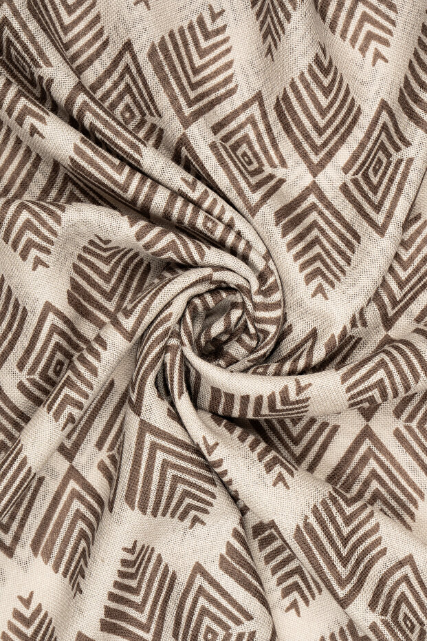 Desenli 100% Yün Atkı - 2