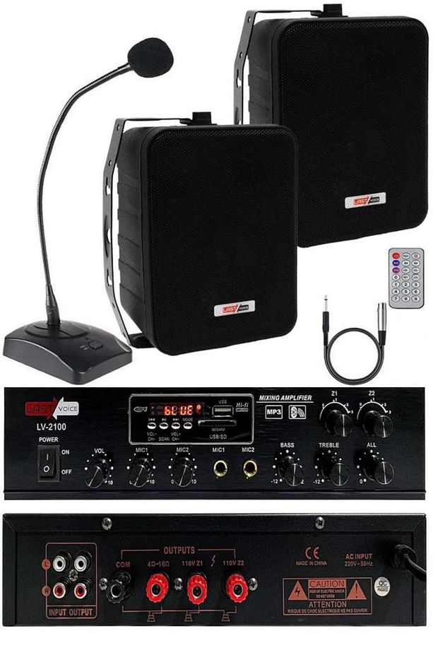 Black Large Paket-1 Hoparlör Ve Anfi Anons Ses Sistemi Seti - 1