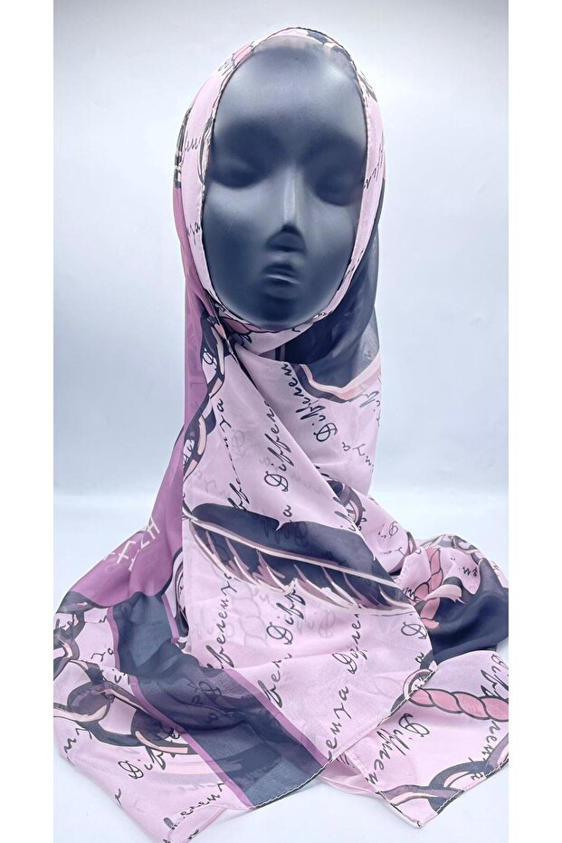 شال منقوش بسلسلة - مسحوق - 3