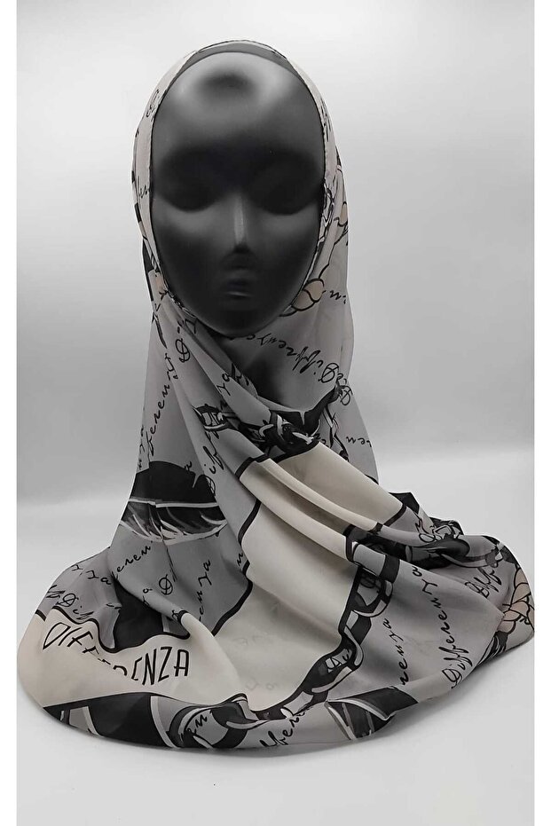 شال منقوش بسلسلة بلون الحجر - 1