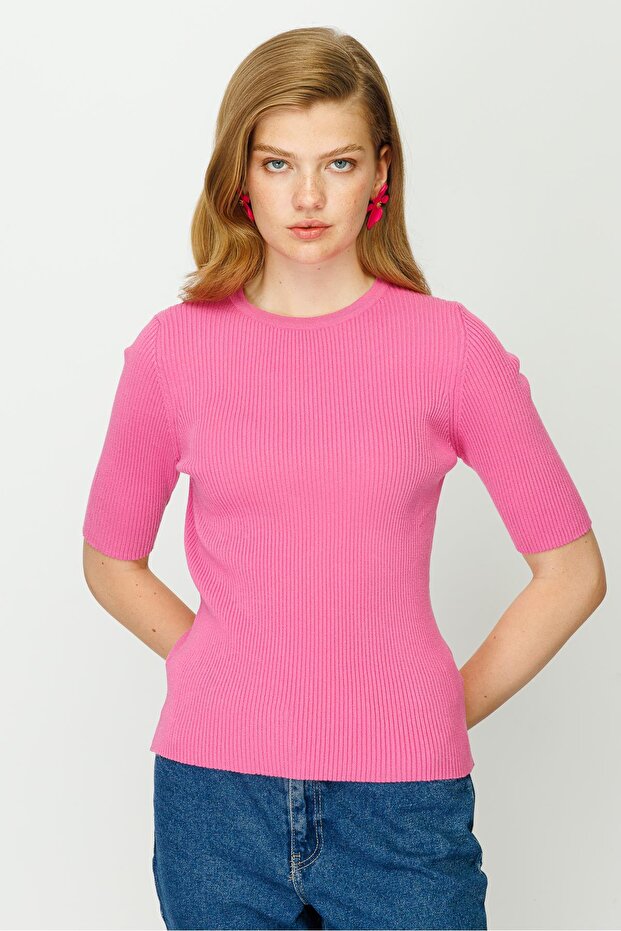 Triko Bluz Fuşya - 2