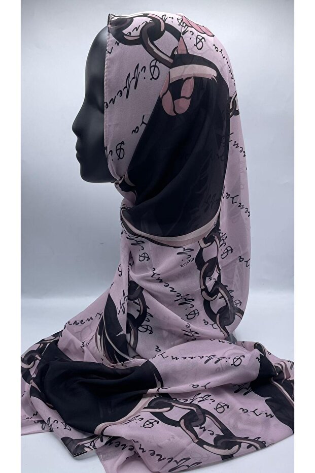 شال منقوش بسلسلة - مسحوق - 2