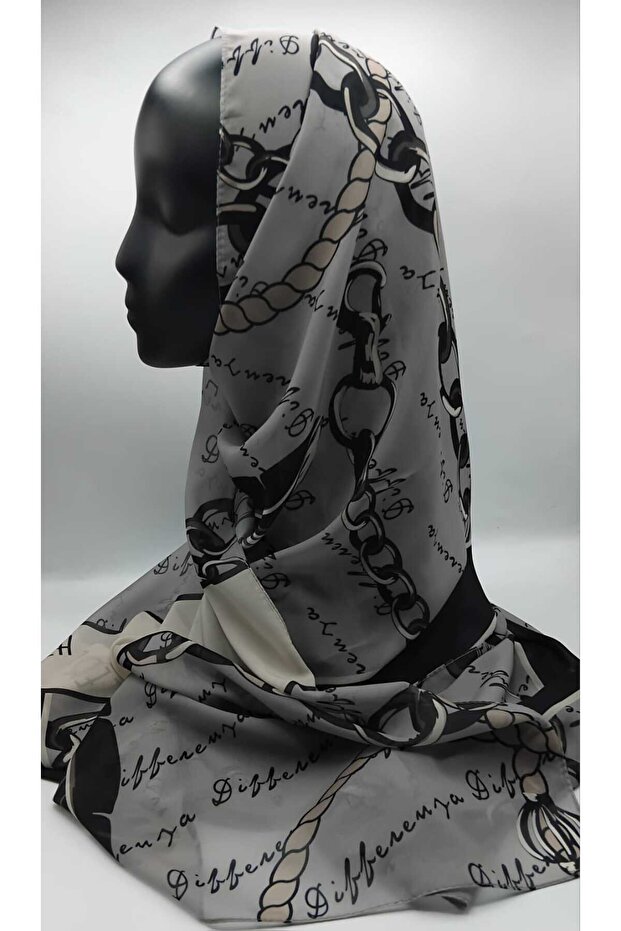 شال منقوش بسلسلة بلون الحجر - 2