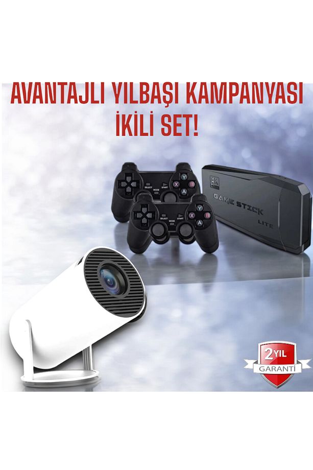 Taşınabilir Yeni Nesil Android Uyumlu Projeksiyon Ve Çift Kollu Çok Oyunlu Game Stick - 1