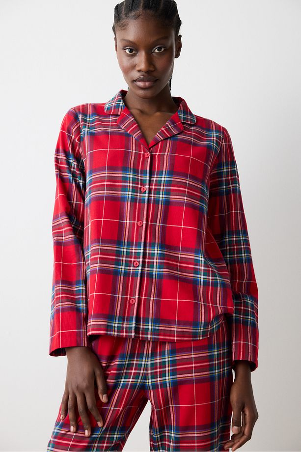 New York Red Checked Kırmızı Gömlek Pantolon Pijama Takımı - 2