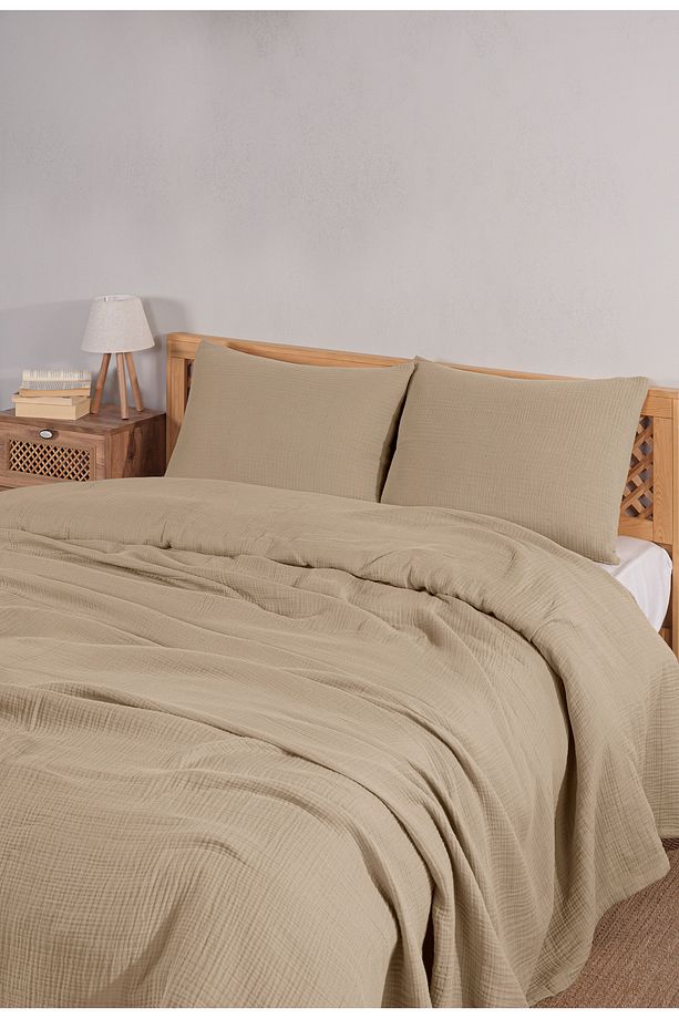 Müslin Tek Kişilik Yatak Örtüsü Seti 180 X 230 Cm, 2 Parça, Yazlık Yastık Kılıfı Ve Pike Takımı - 3