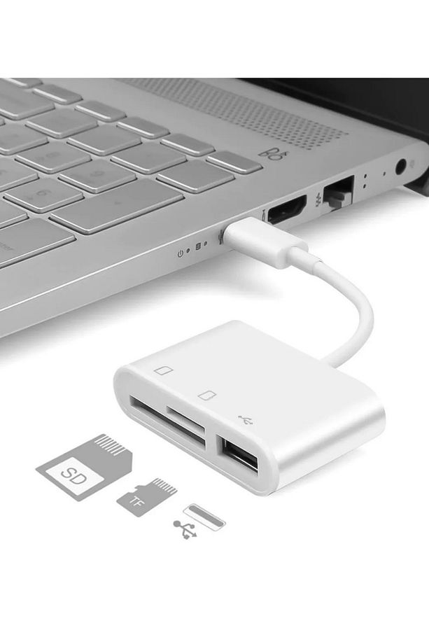 Kart Okuyucu Type C To Sd/Microsd/TF Kart & Usb 3in1 Çevirici Dönüştürücü Adaptör SD Cardreader - 4
