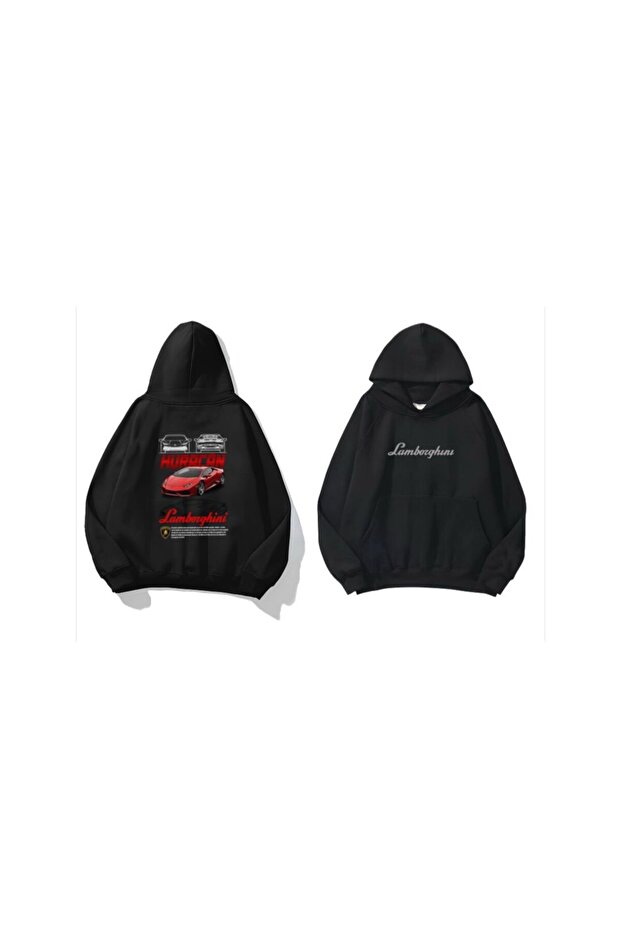 Lamborghini Red Huracan Oversize Hooded Sweatshirt