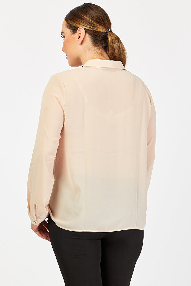 Plus Size Neckline Beaded Shirt - 5