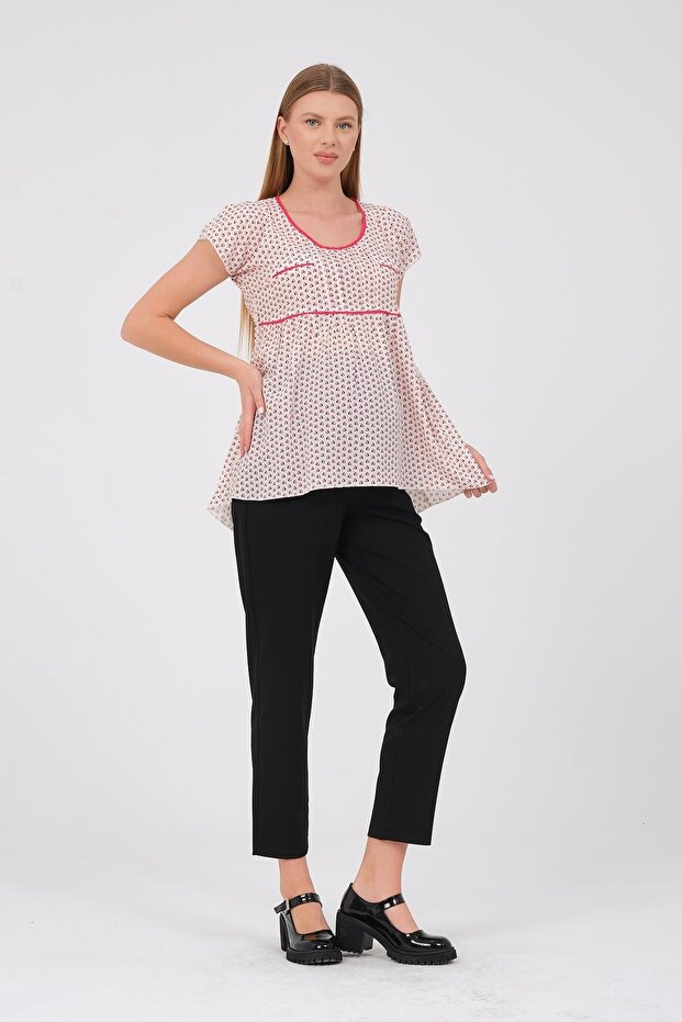 فوشيا حزام مستقيم بلوزة الأمومة - 2