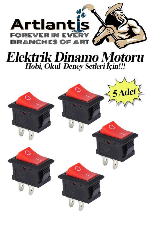 Mini Anahtar Arapuar Çıtçıt Anahtar 5 Adet Elektrik Devresi Için Açma Kapama Düğmesi On / Off Kırmız - 1