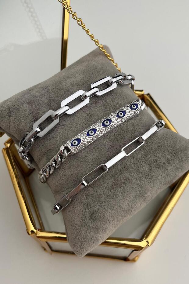 مجموعة أساور متعددة مع تفاصيل عين الشر (18 سم) - 1