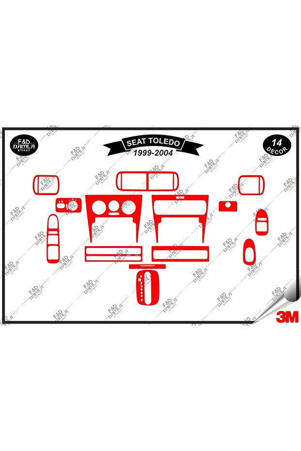 Seat Toledo 1999-2004 Glove Box Console Trim Chest Mahogany Finish Set 14 Pieces Red