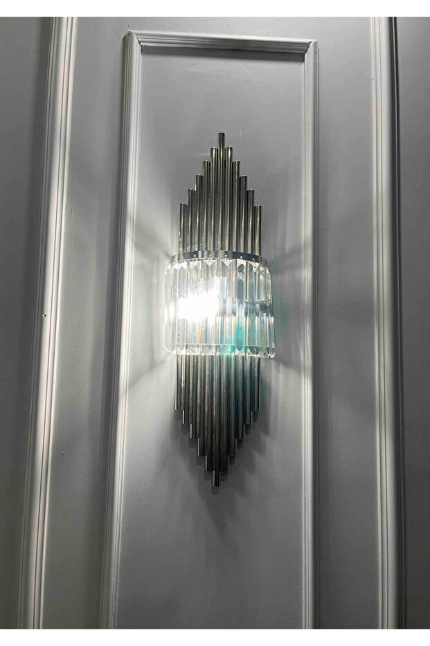 Krom Rengi Aplik Duvar Lambası Salon Koridor Otel Restoran Dekoratif Aplik - 4