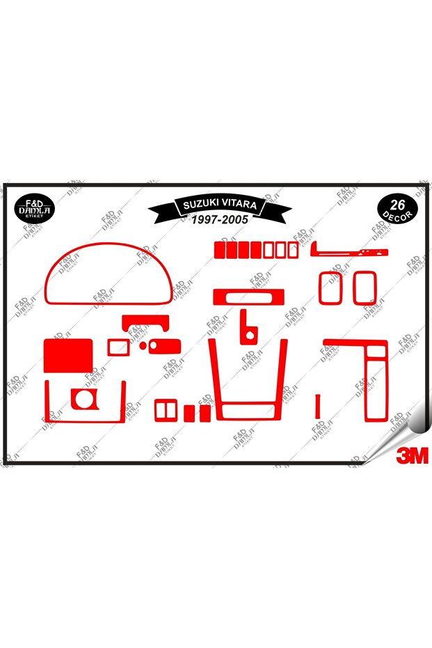 For Suzuki Vitara 1997-2005 Glove Box Console Trim Chest Mahogany Finish Set 26 Pieces Red