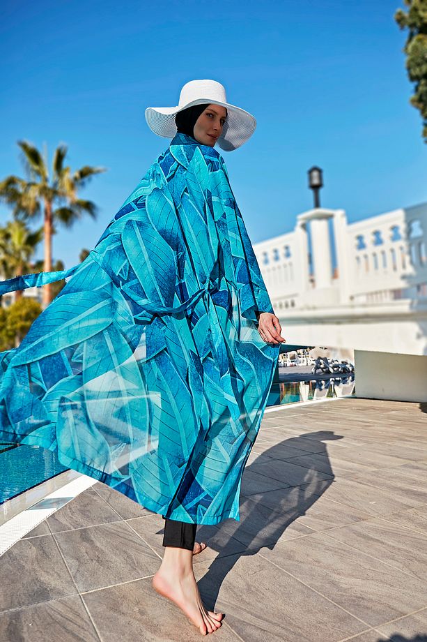 Remsa Tesettür Mayo Üzerine Tek Kaftan Kimono Pareo RP014 Berrin - 5