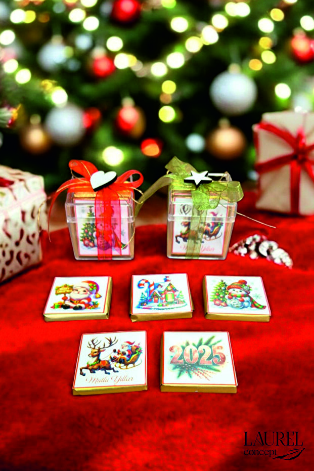 Şeffaf kutulu 5 adet Yılbaşı Çikolatası 2 adet - 2