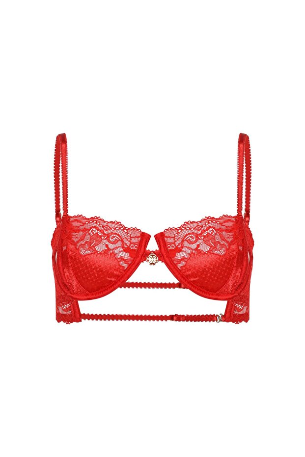 Eclatant Red Lace Balconette Bra